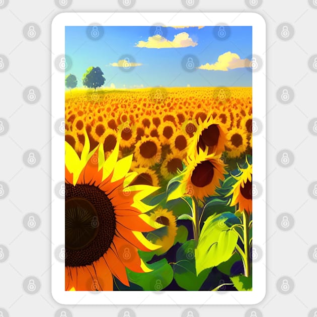 STYLISH SIMPLE SUNFLOWER FIELD WITH PALE BLUE SKY Sticker by sailorsam1805